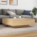 Table basse avec lumières LED chêne sonoma 100x100x31 cm