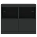 Buffet avec lumières LED noir 81x37x67 cm