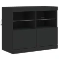 Buffet avec lumières LED noir 163x37x67 cm