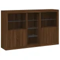 Buffet avec lumières LED chêne marron 162x37x100 cm