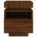 Armoires de chevet avec lumières LED 2 pcs chêne marron