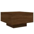 Table basse avec lumières LED chêne marron 55x55x31 cm
