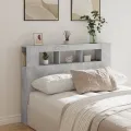 Tête de lit à LED gris béton 140x18,5x103,5cm bois d'ingénierie