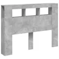 Tête de lit à LED gris béton 140x18,5x103,5cm bois d'ingénierie