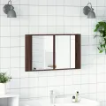Armoire à miroir à LED de bain chêne marron 80x12x45 cm