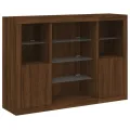 Buffets avec lumières LED 3 pcs chêne brun bois d'ingénierie