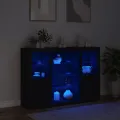 Buffets avec lumières LED 3 pcs noir bois d'ingénierie