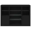 Buffets avec lumières LED 3 pcs noir bois d'ingénierie