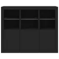 Buffets avec lumières LED 3 pcs noir bois d'ingénierie