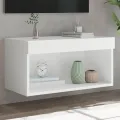 Meuble TV avec lumières LED blanc 60x30x30 cm