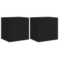Meubles TV muraux avec lumières LED 2 pcs noir 40,5x35x40 cm