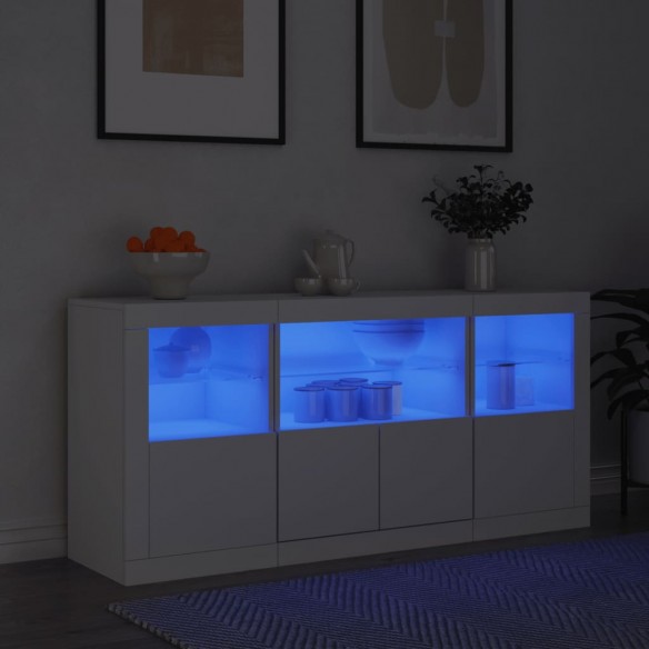 Buffet avec lumières LED blanc 142,5x37x67 cm