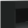 Buffets avec lumières LED 3 pcs noir bois d'ingénierie