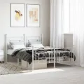 Cadre de lit métal avec tête de lit/pied de lit blanc 135x190cm