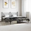 Cadre de lit métal avec tête de lit noir 180x200 cm