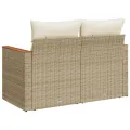 Canapé de jardin avec coussins 2 places beige résine tressée