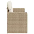 Canapé de jardin avec coussins 2 places beige résine tressée