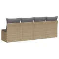 Canapé de jardin avec coussins 4 places beige résine tressée