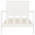 Cadre de lit avec tête de lit blanc petit simple bois massif