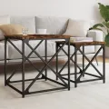 Tables basses gigognes 2 pcs chêne fumé bois d'ingénierie