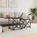 Tables basses gigognes 2 pcs chêne fumé bois d'ingénierie