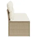 Canapé de jardin avec coussins 4 places beige résine tressée
