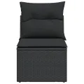 Canapé de jardin sans accoudoirs coussins noir résine tressée