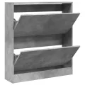 Armoire à chaussures gris béton 80x21x87,5 cm bois d'ingénierie