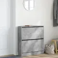 Armoire à chaussures gris béton 80x21x87,5 cm bois d'ingénierie