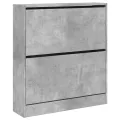 Armoire à chaussures gris béton 80x21x87,5 cm bois d'ingénierie