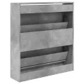 Armoire à chaussures gris béton 80x21x87,5 cm bois d'ingénierie
