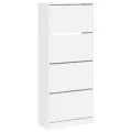 Armoire à chaussures 4 tiroirs rabattables blanc 80x34x187,5 cm