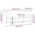 Canapé 3 places avec oreillers décoratifs noir 180 cm tissu