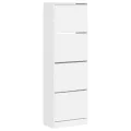 Armoire à chaussures 4 tiroirs rabattables blanc 60x34x187,5 cm