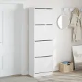 Armoire à chaussures 4 tiroirs rabattables blanc 60x34x187,5 cm