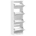 Armoire à chaussures 4 tiroirs rabattables blanc 60x34x187,5 cm