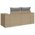 Canapé de jardin avec coussins 2 places beige résine tressée
