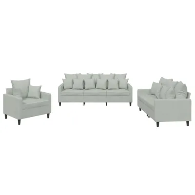 Ensemble de canapés 3 pcs avec coussins Gris clair Velours 2