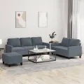 Ensemble de canapés 3 pcs avec coussins Gris foncé Velours