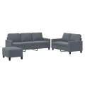 Ensemble de canapés 3 pcs avec coussins Gris foncé Velours