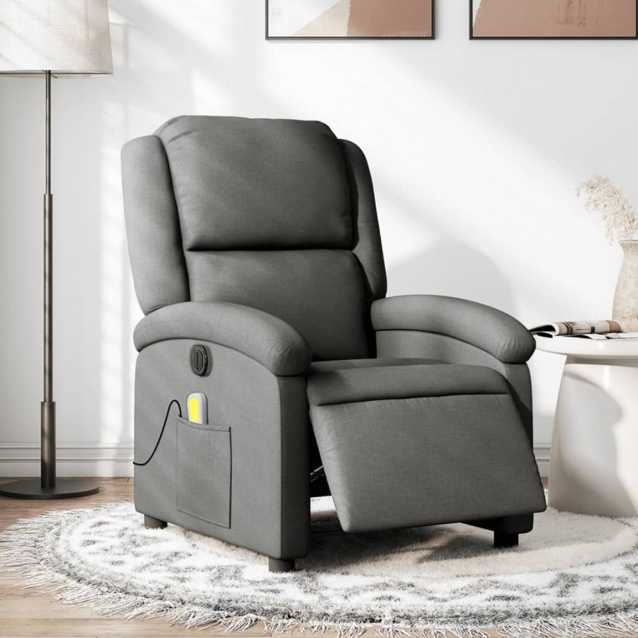 Fauteuil inclinable de massage électrique gris foncé tissu