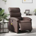 Fauteuil de massage inclinable électrique marron similicuir