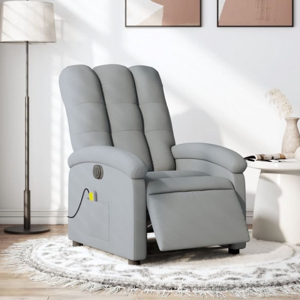 Fauteuil de massage inclinable électrique gris clair tissu