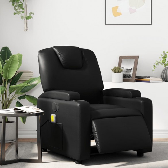 Fauteuil de massage inclinable électrique noir similicuir