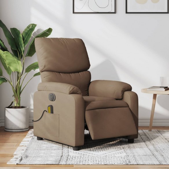 Fauteuil inclinable de massage électrique marron tissu