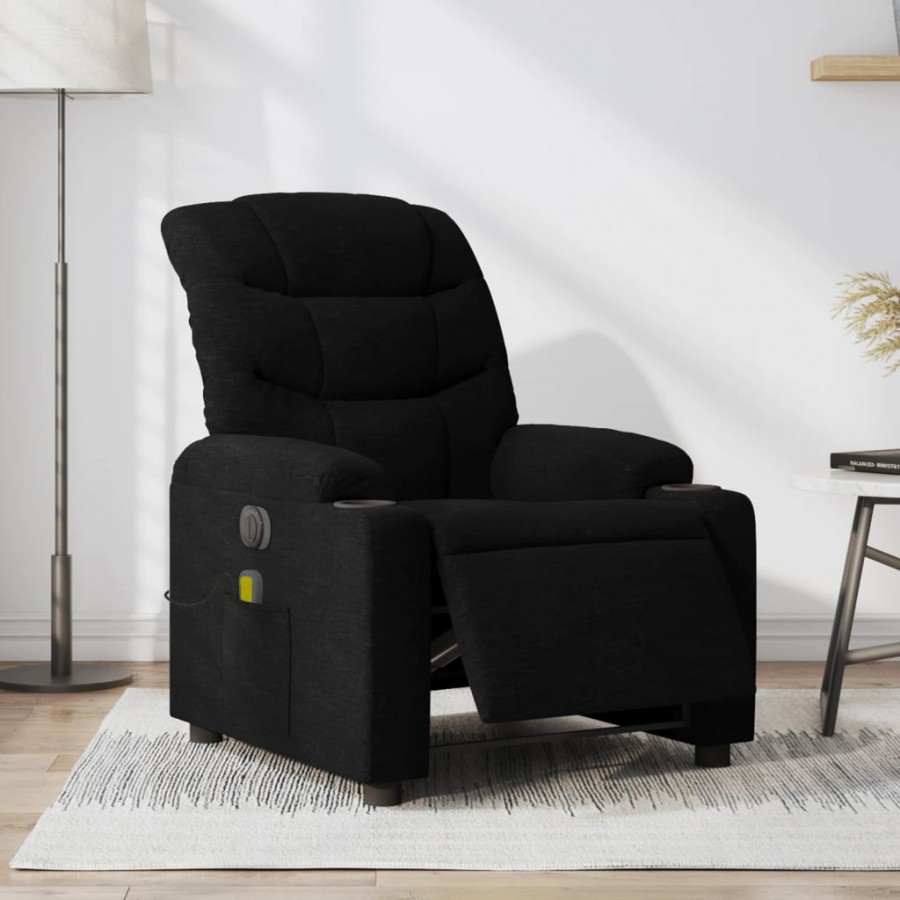 Fauteuil de massage inclinable électrique Noir Tissu