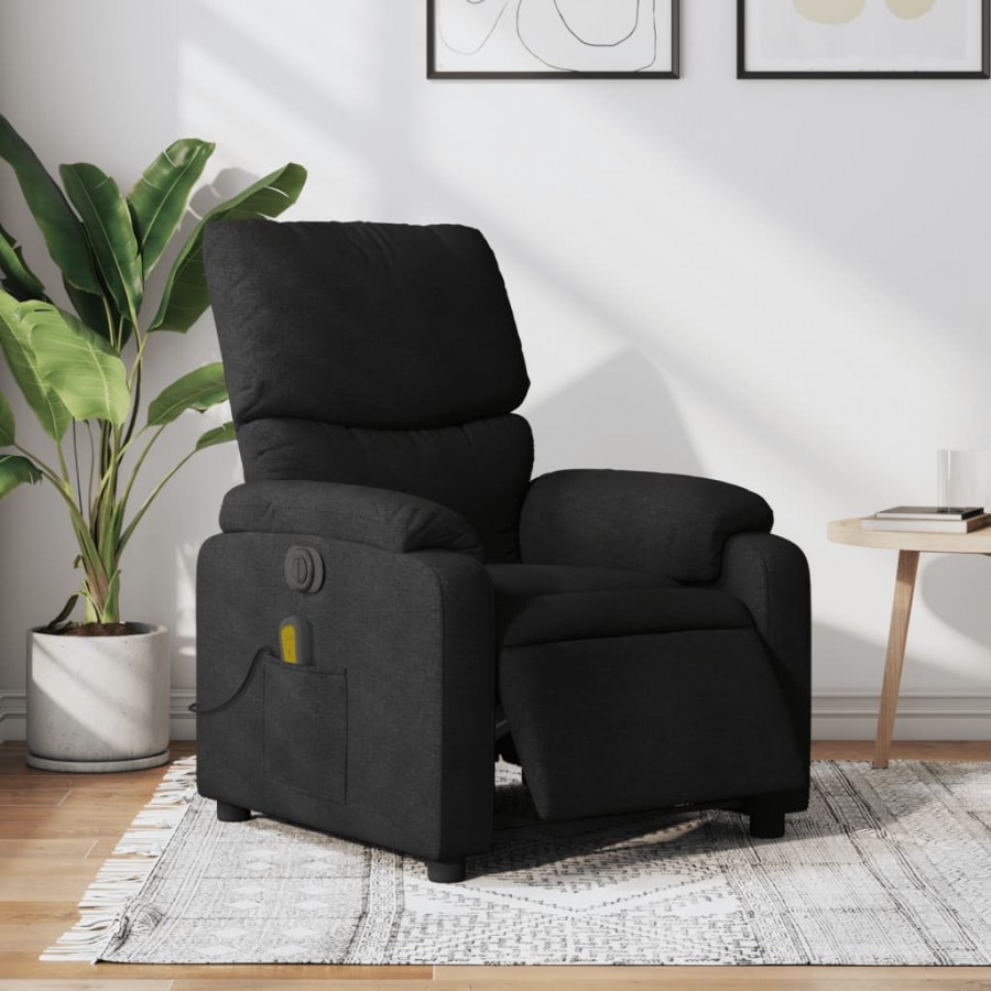 Fauteuil de massage inclinable électrique Noir Tissu