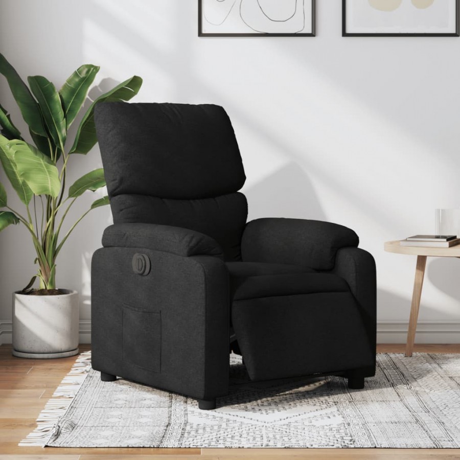 Fauteuil inclinable électrique Noir Tissu