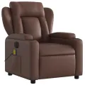 Fauteuil de massage inclinable électrique marron similicuir
