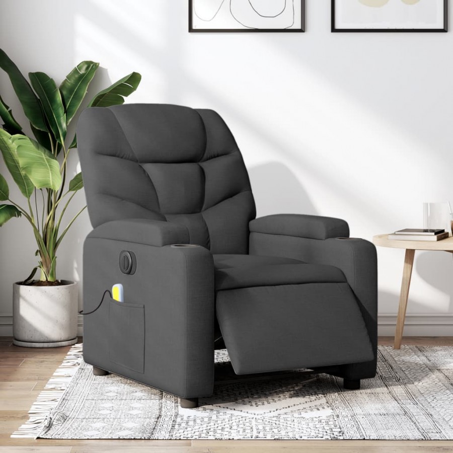 Fauteuil inclinable de massage électrique gris foncé tissu